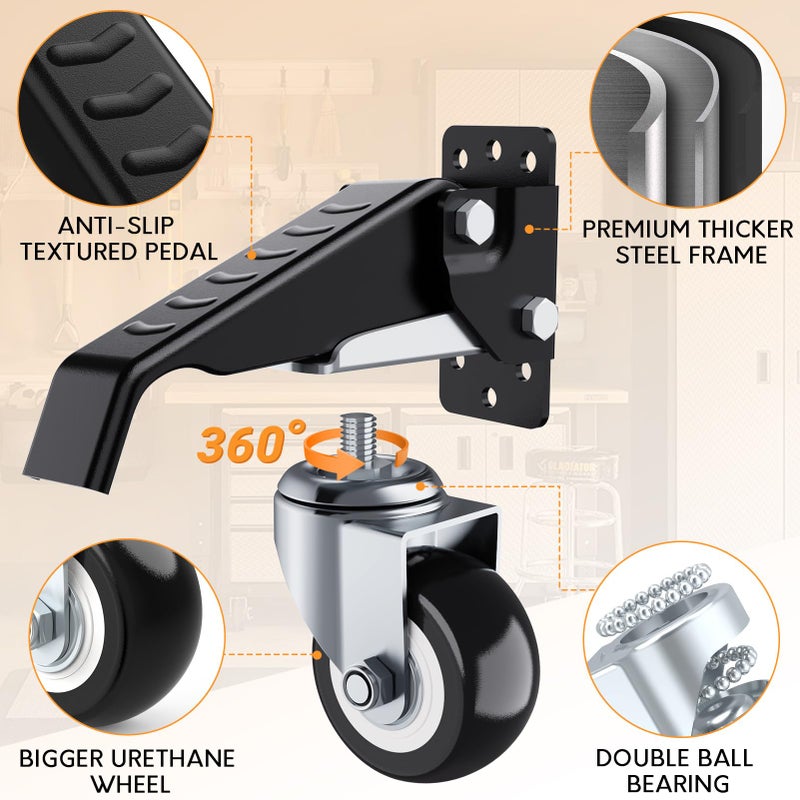 SOLEJAZZ Workbench Casters Wheels 660Lbs Retractable Casters Set of 4 Heavy Duty Side Mount Caster Rollers 2.5" Stepdown Castor Wheels for Bench Machinery Work Table with Installation Template, 4 Pack - Image 2